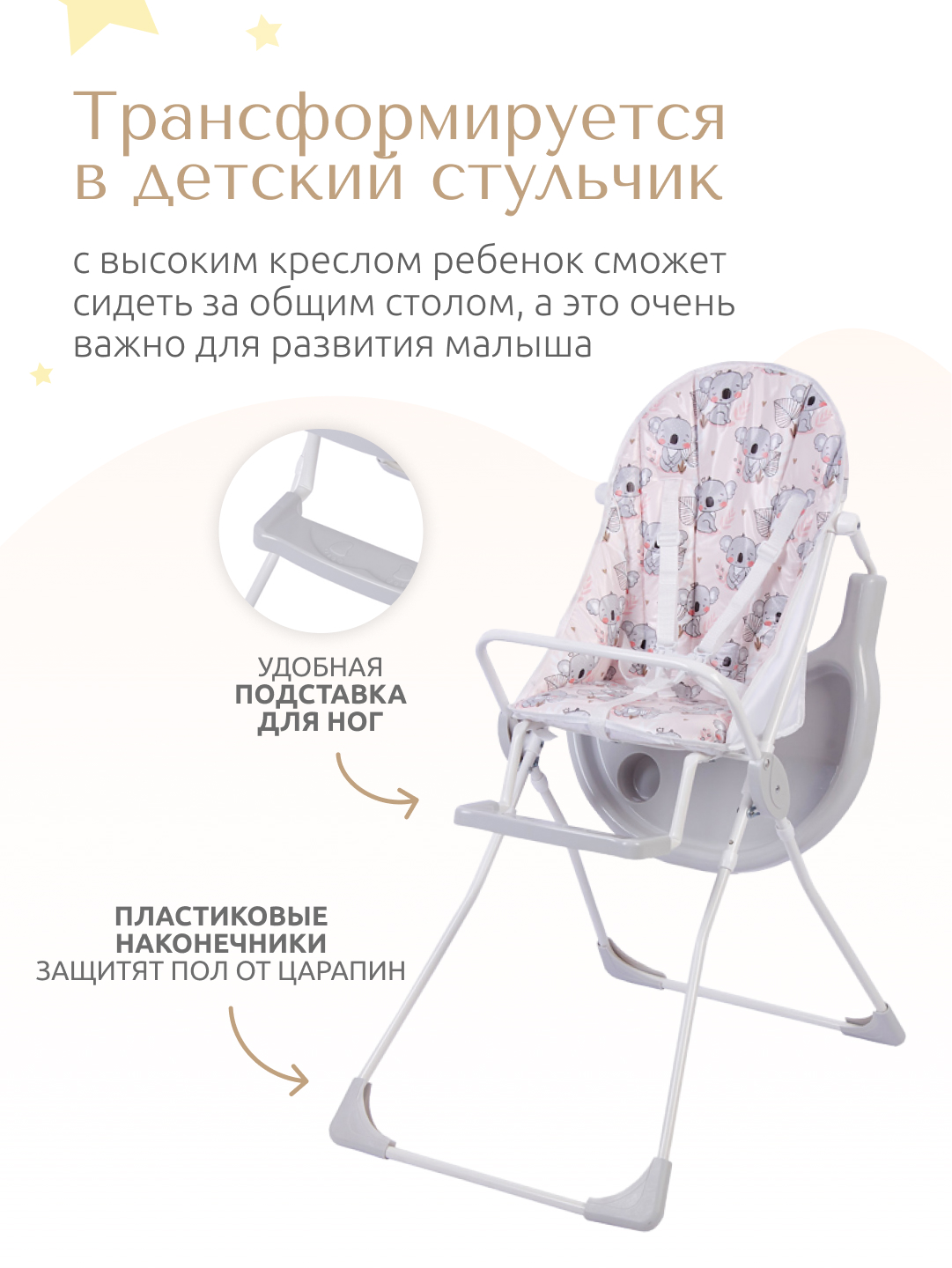 Стульчик для кормления InHome Коала трансформер - фото 5