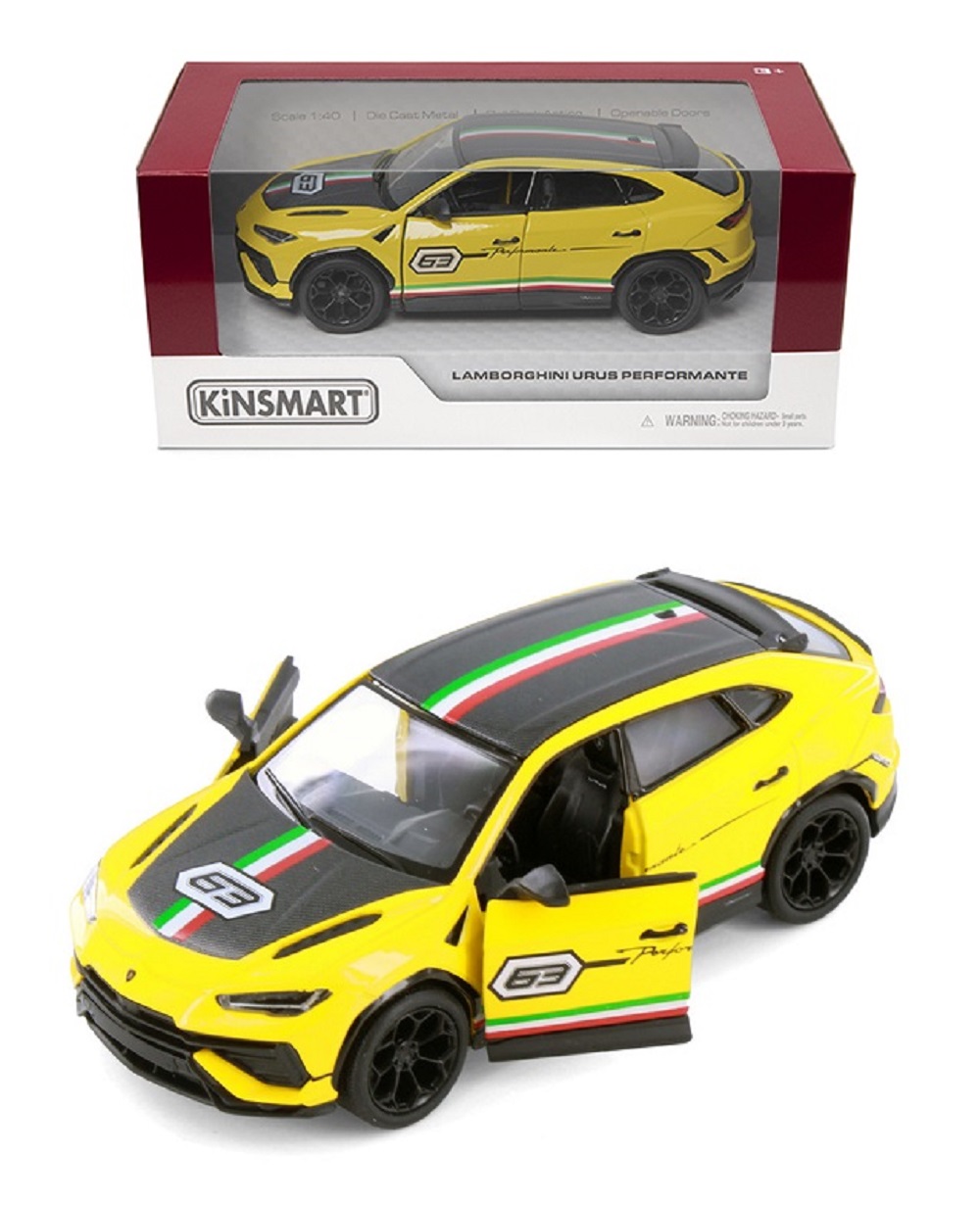 Автомобиль KINSMART Lamborghini Urus Performante желтая 1:36 KT5447WF/1 - фото 1