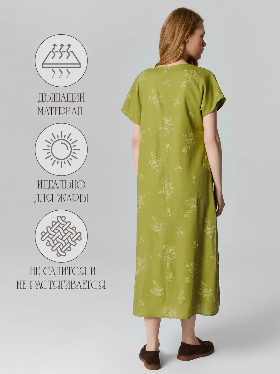 Платье Mark Formelle (Марк Формэль) 152564/цветы на оливковом - фото 3