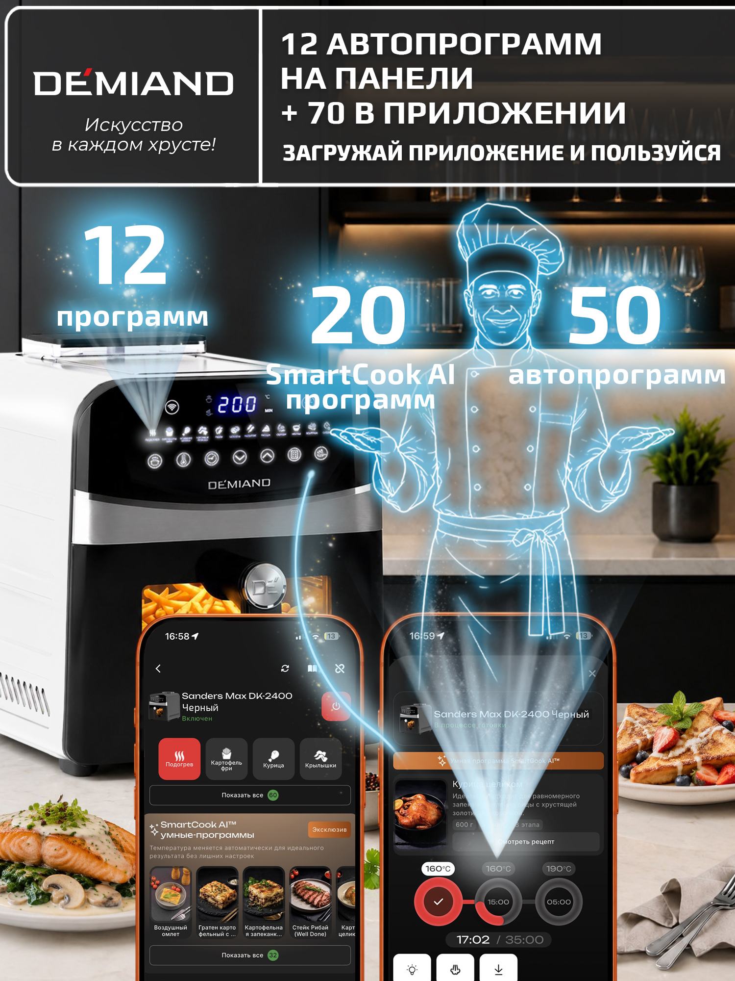 Аэрогриль DEMIAND Sanders Max c Wi-Fi 9 л - фото 3