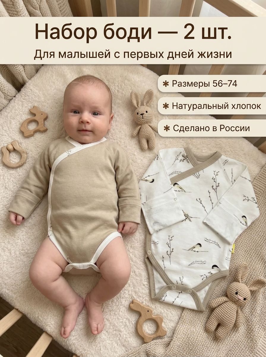 Боди 2 шт Milkymania 120длинныйрукавсинички - фото 13