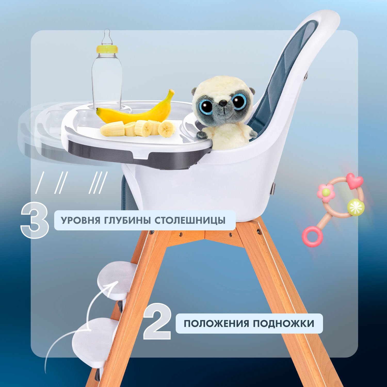 Стульчик для кормления Nuovita Gourmet голубой - фото 3