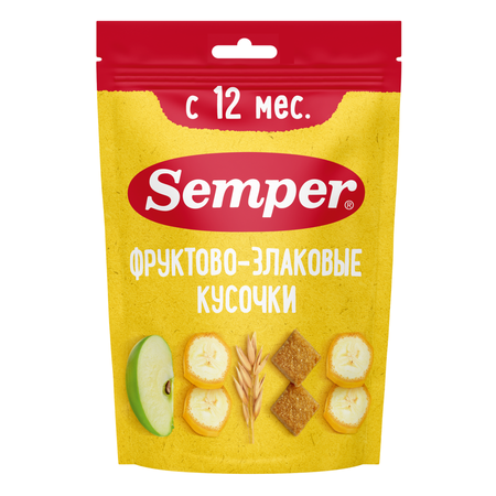 Фруктовые кусочки Semper Банан и яблоко с 12 мес 37 г