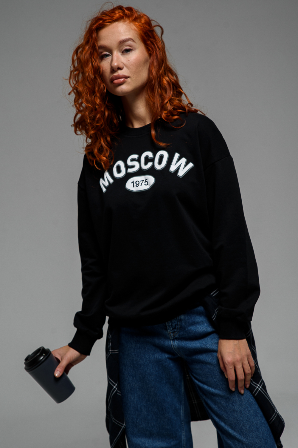 Свитшот Натали Суслова 8536 черный+Москва - фото 1