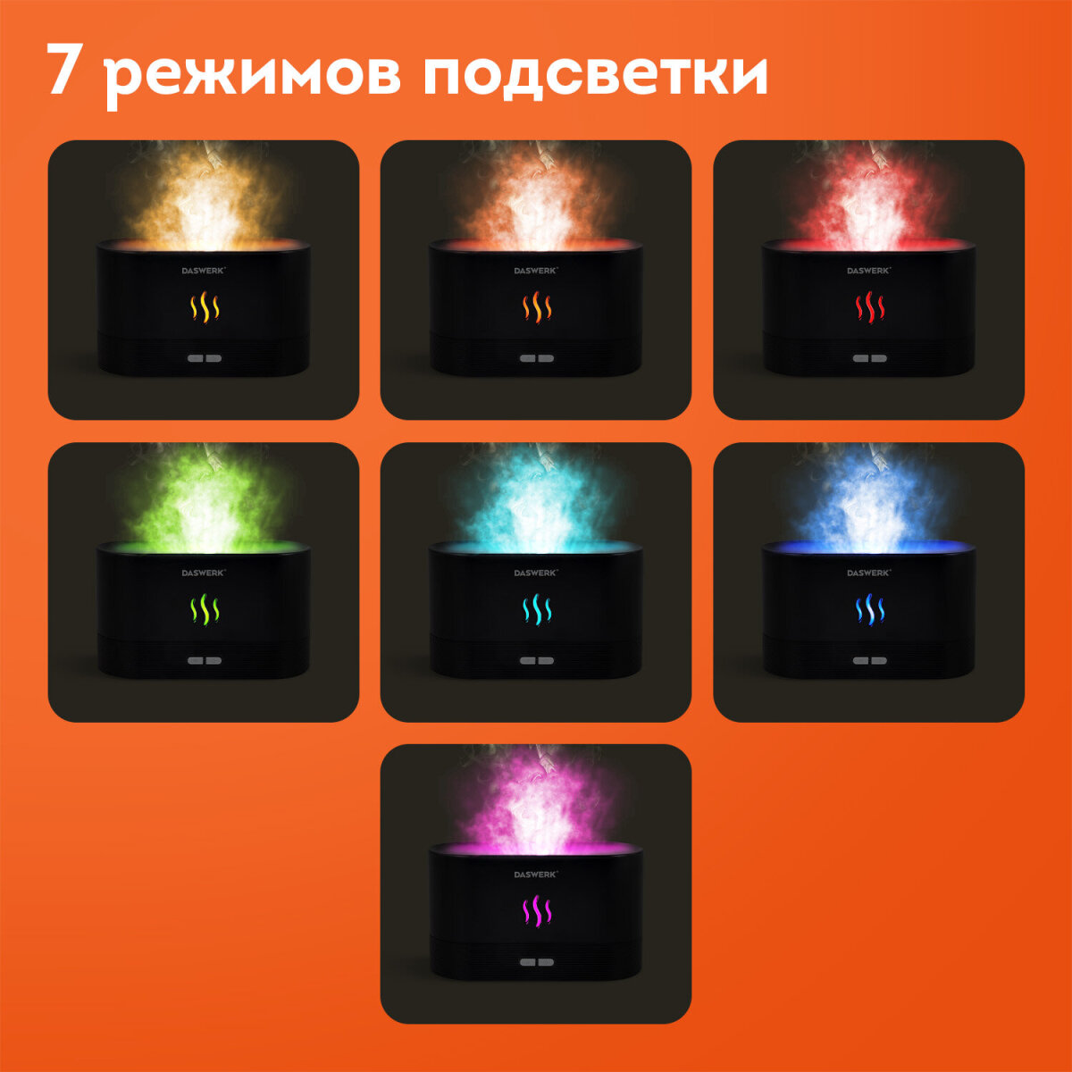 Увлажнитель воздуха DASWERK для дома, ночник, аромадиффузор (аромамасло в подарок), черный, Daswerk - фото 5