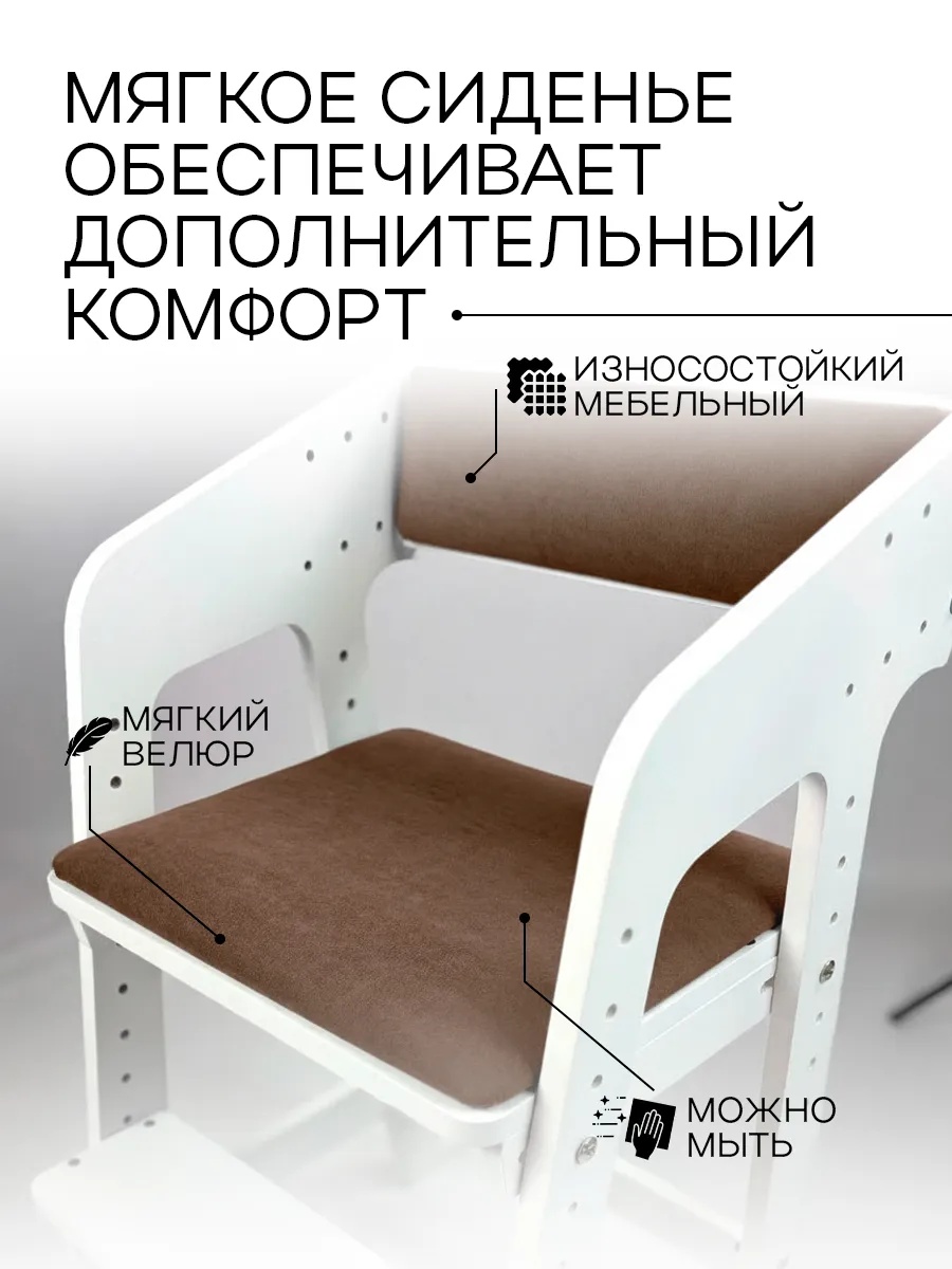 Стульчик для кормления Klikkin с мягким сиденьем белый - фото 2