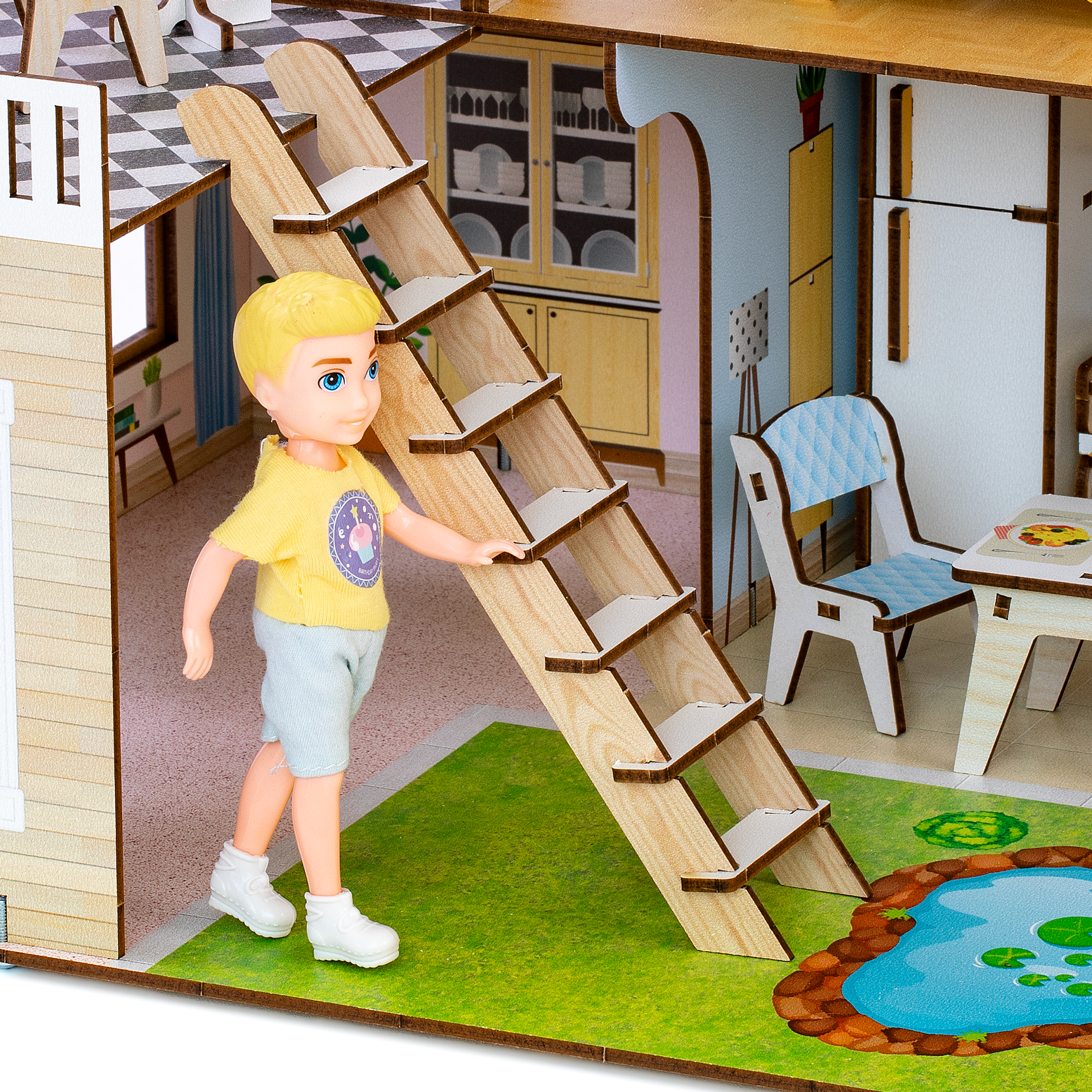 Домик для кукол M-WOOD 61 см с мебелью 3033 - фото 12