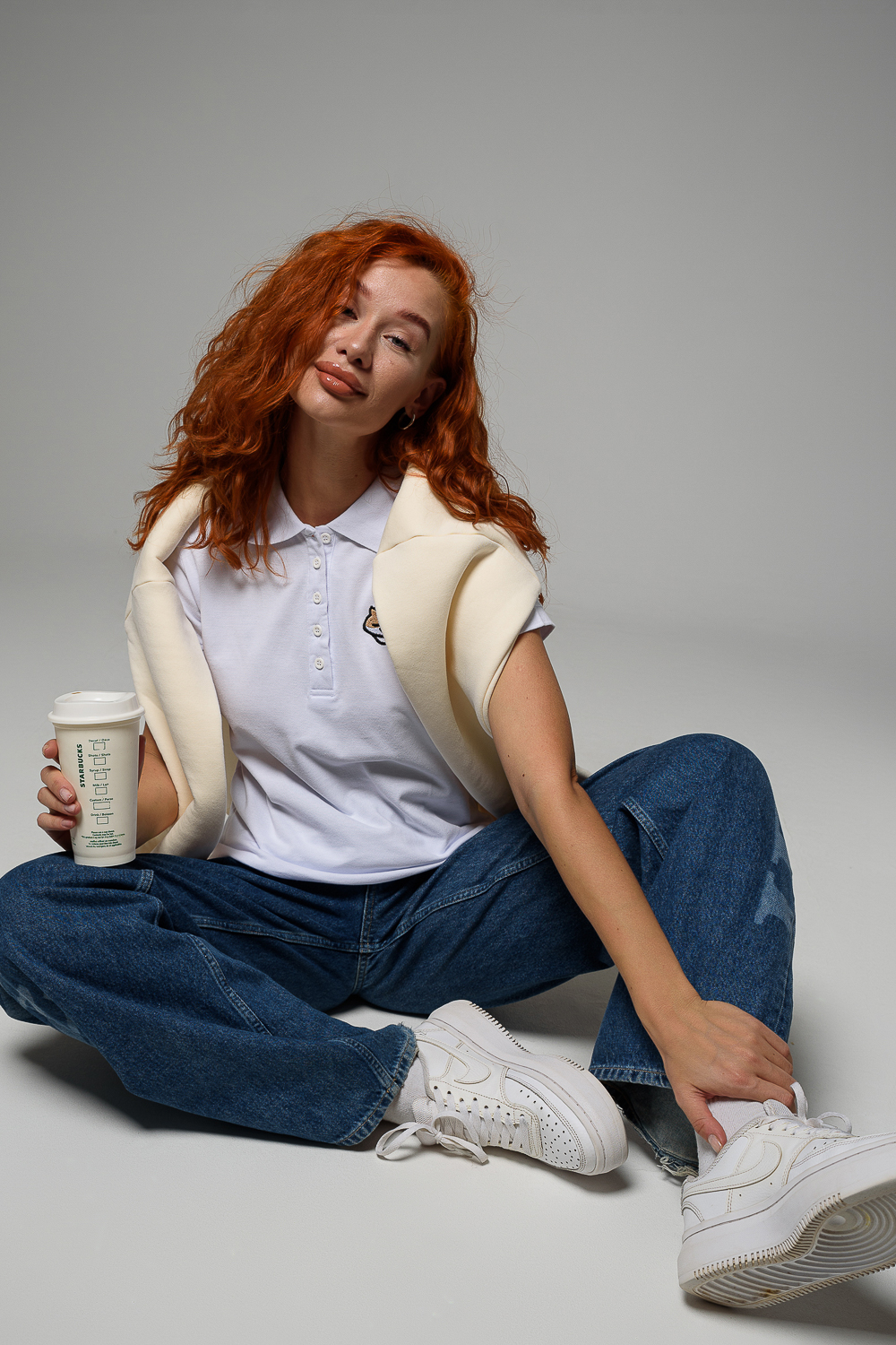 Поло Натали Суслова 8524 белый+кот - фото 2