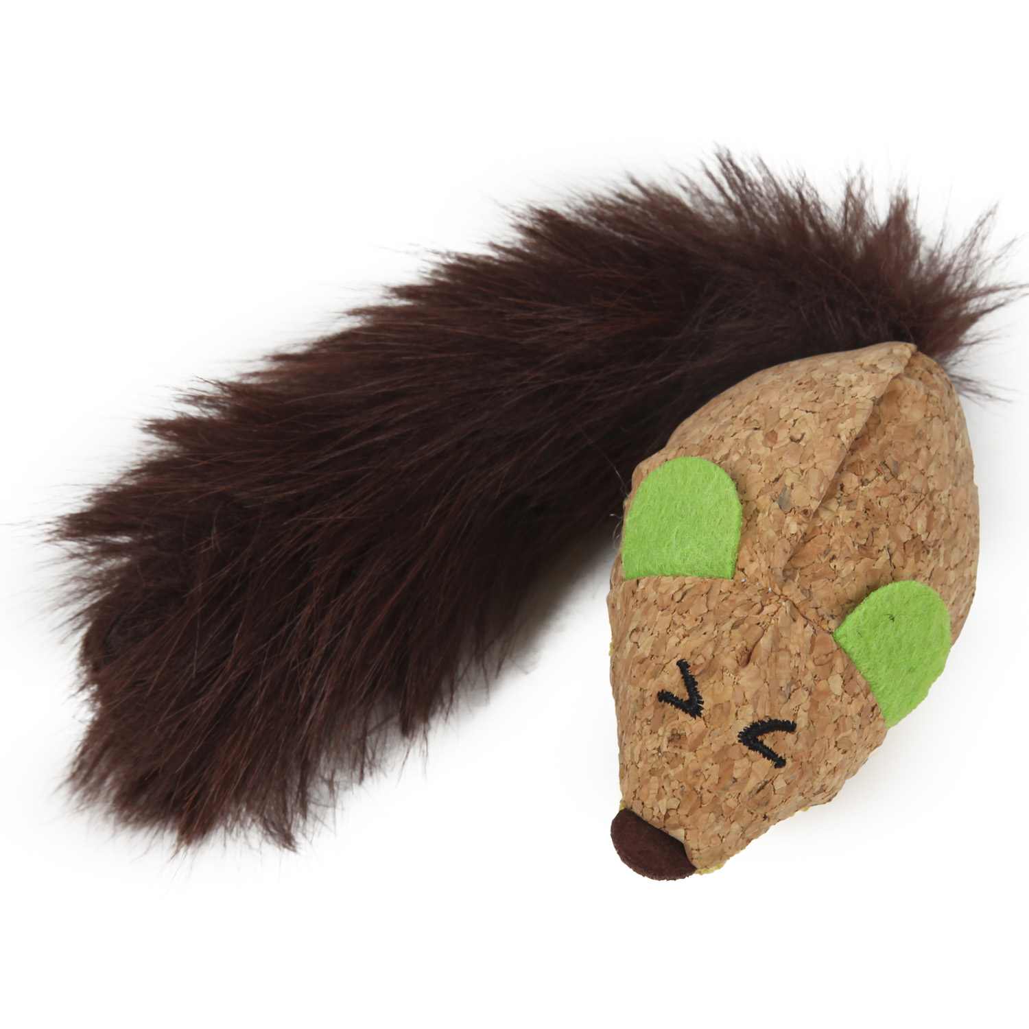 Игрушка для кошек Barbaks Мышь-пушистик с кошачьей мятой меховая с пушистым хвостом 26*3см Коричневая - фото 4