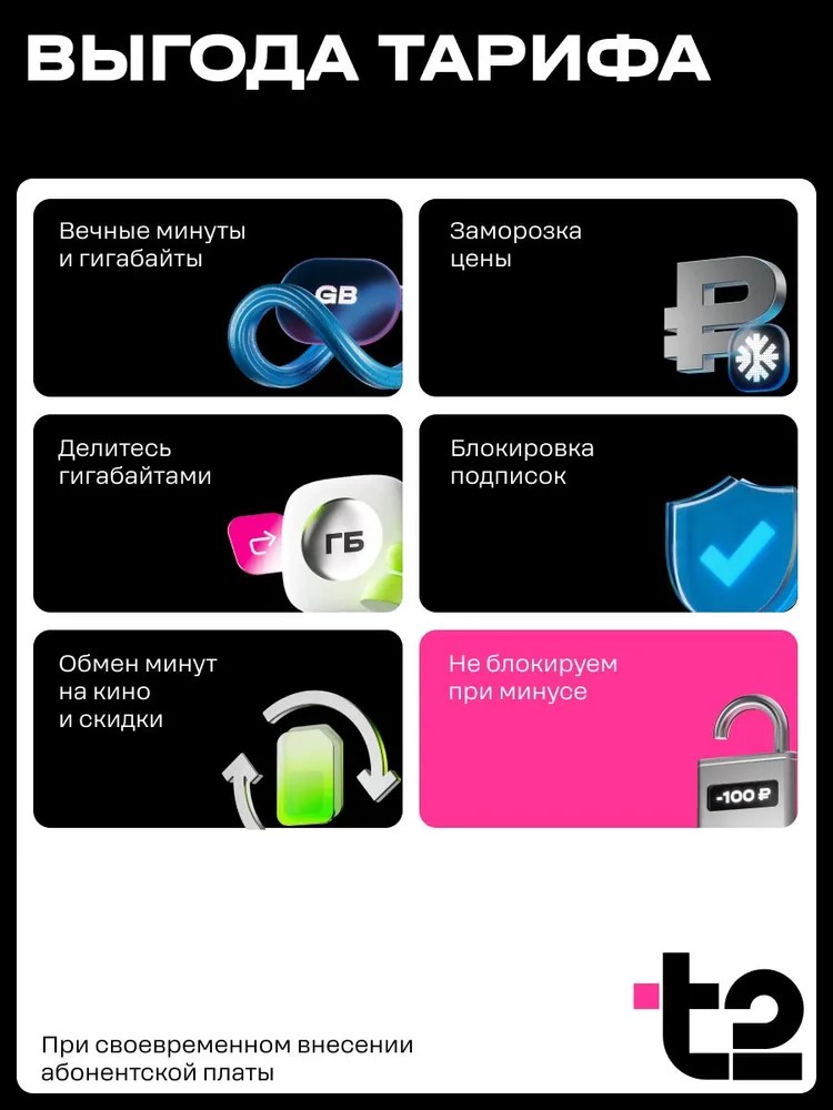Sim-карта t2 для Москва, Московская область, тариф Классический, баланс - 400 рублей - фото 4