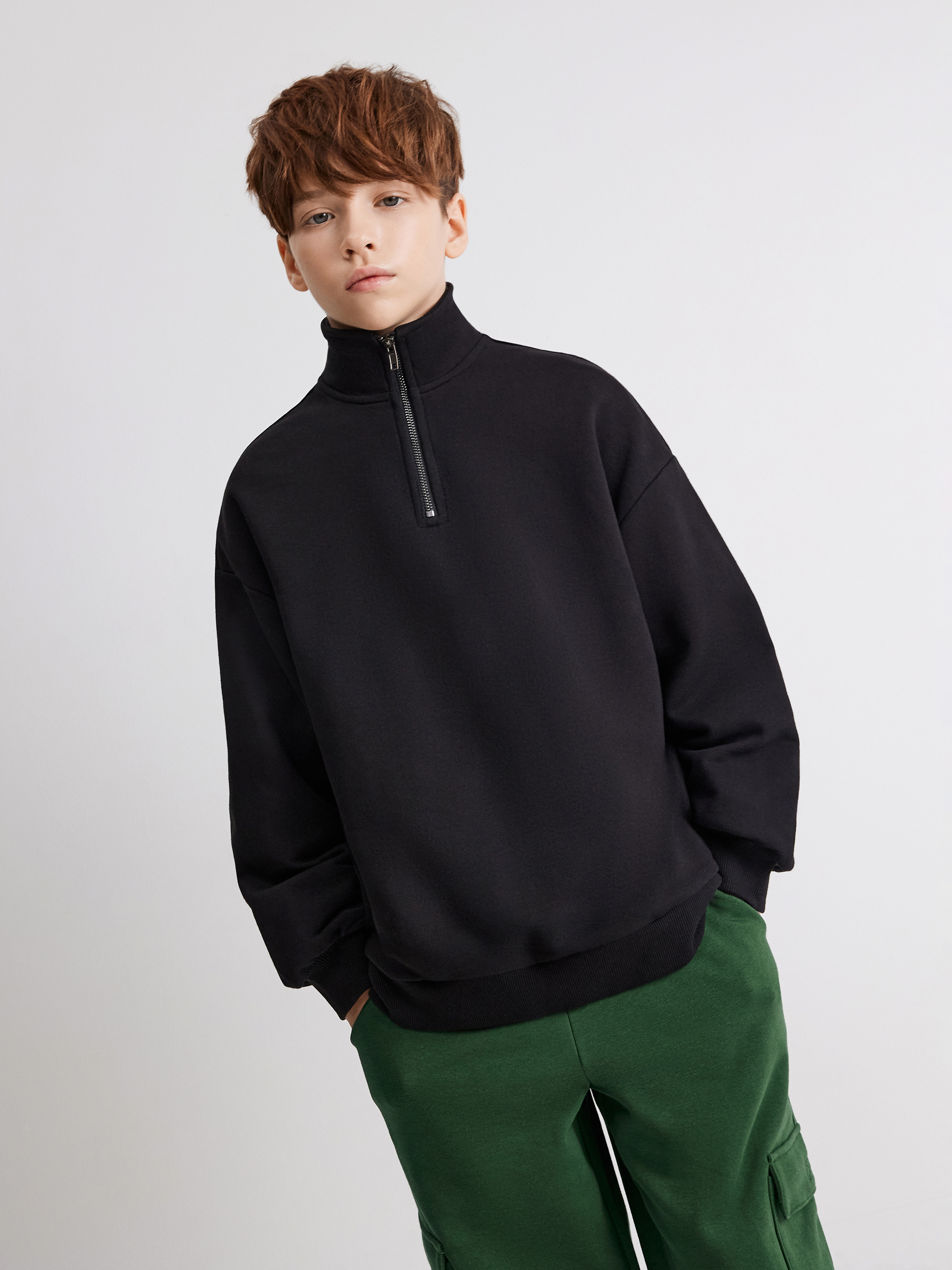 Изображение товара Детский свитшот Acoola 140 унисекс оверсайз с воротником-стойкой и молнией