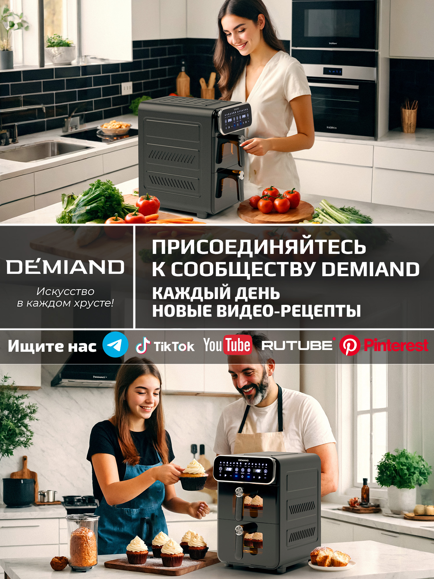 Аэрогриль DEMIAND Duos с Wi-Fi 14 л - фото 11