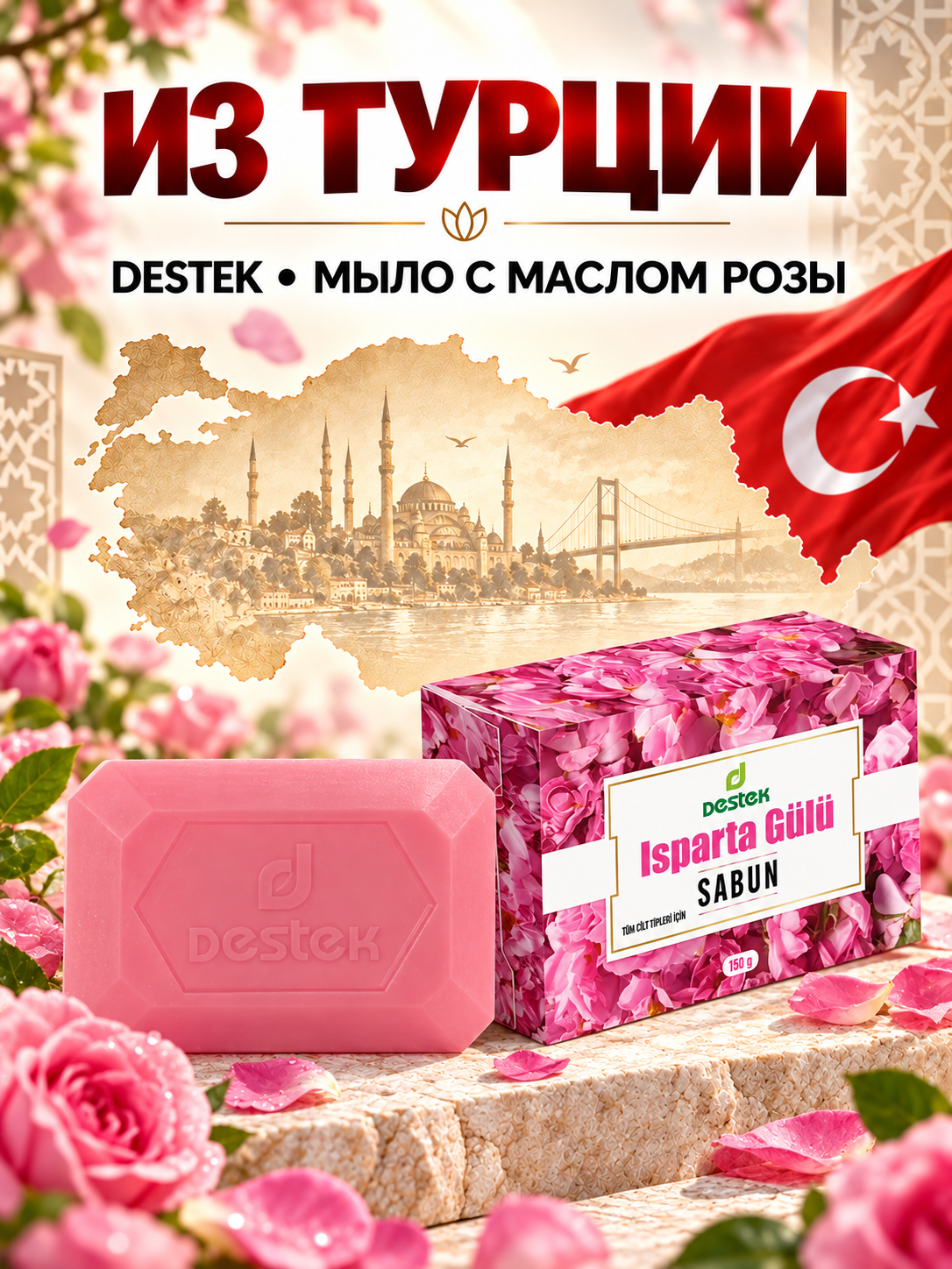Мыло DESTEK С маслом розы 150 г - фото 4
