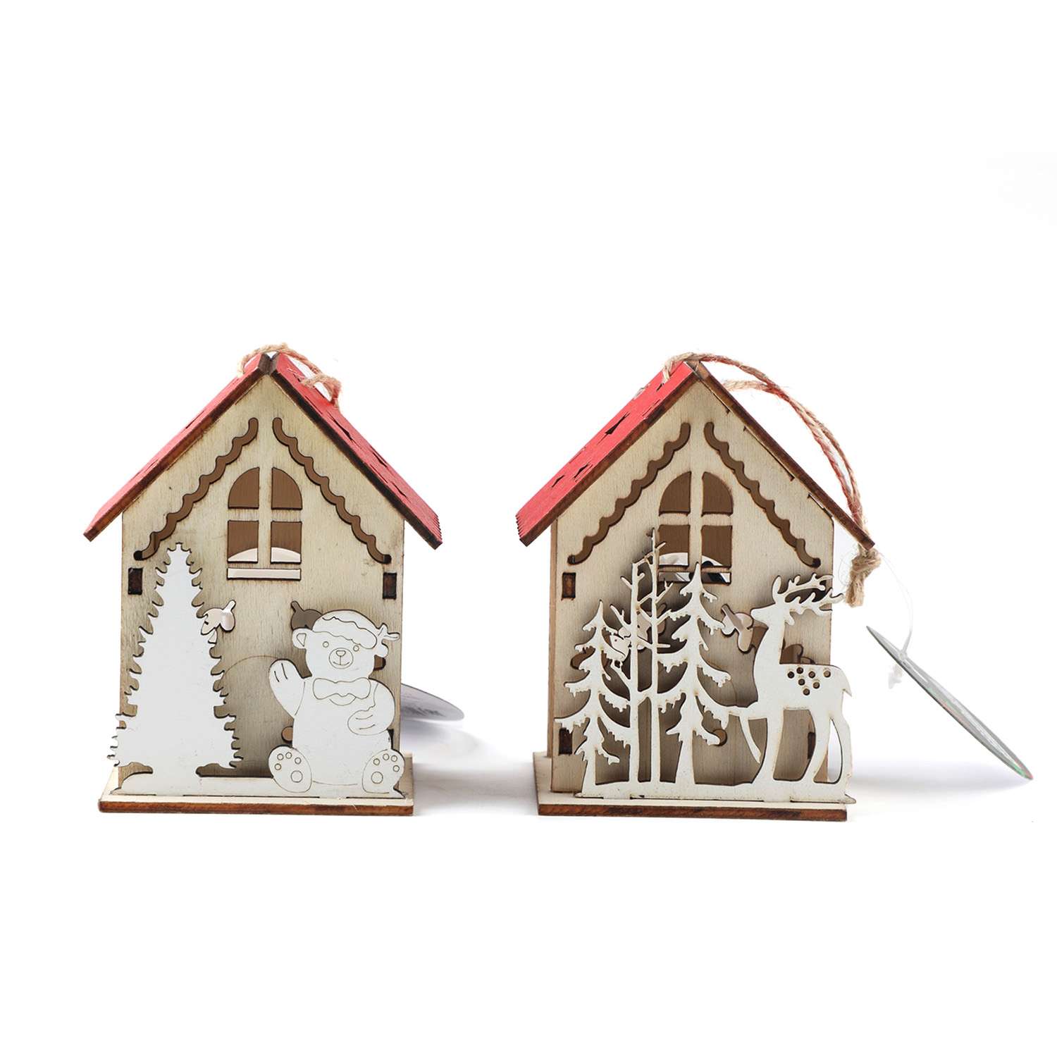 Домик деревянный светящийся ё мини в ассортименте - фото 1