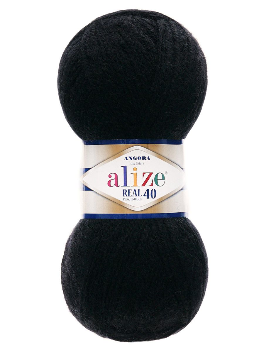 Пряжа Alize мягкая для вязания Angora real 40 100 гр 430 м 5 мотков 60 черный - фото 4