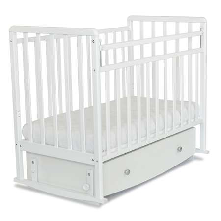 Детская кроватка Babyton прямоугольная, поперечный маятник (белый)