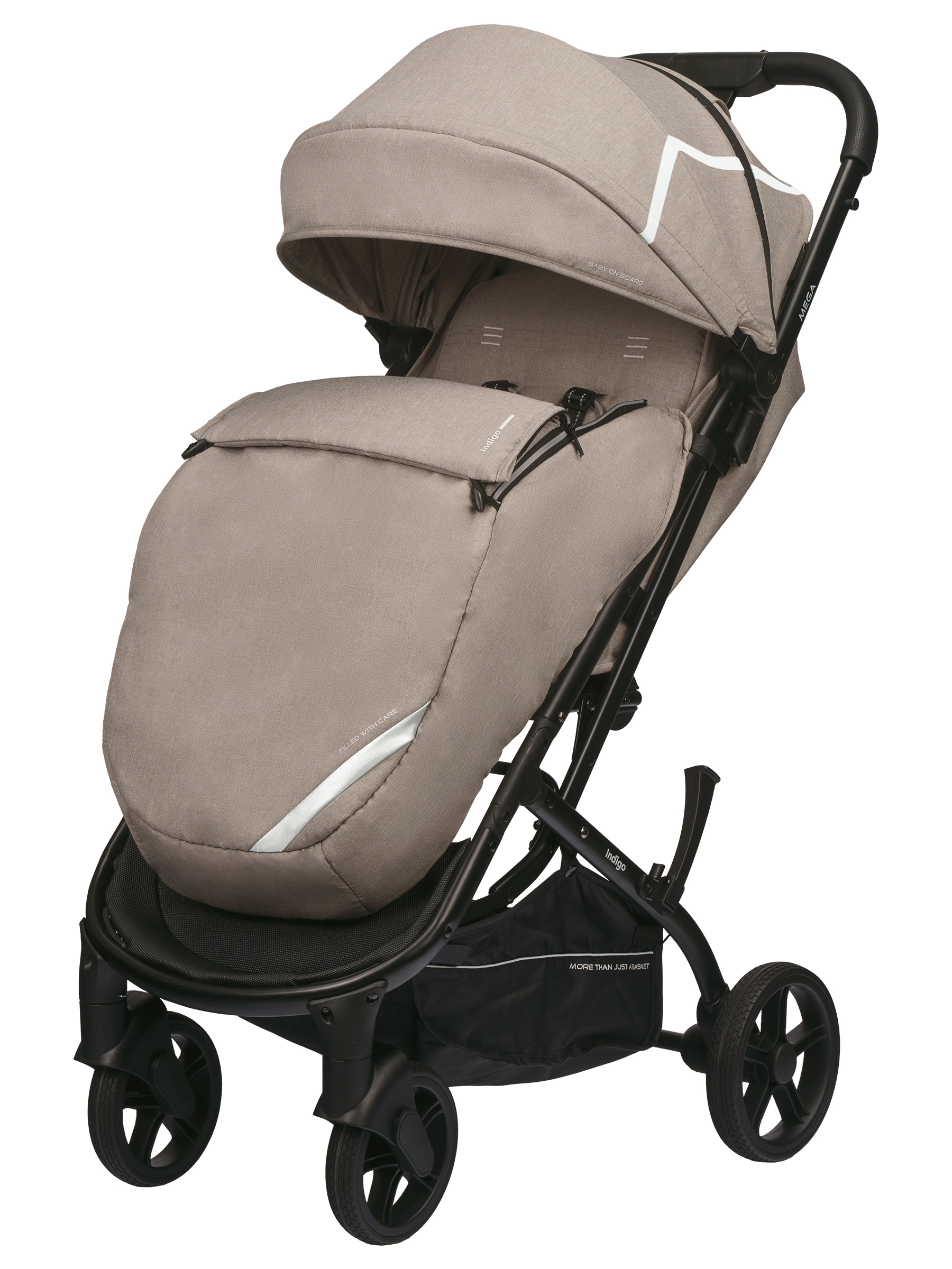 Коляска прогулочная Indigo Mega бежевый - фото 11