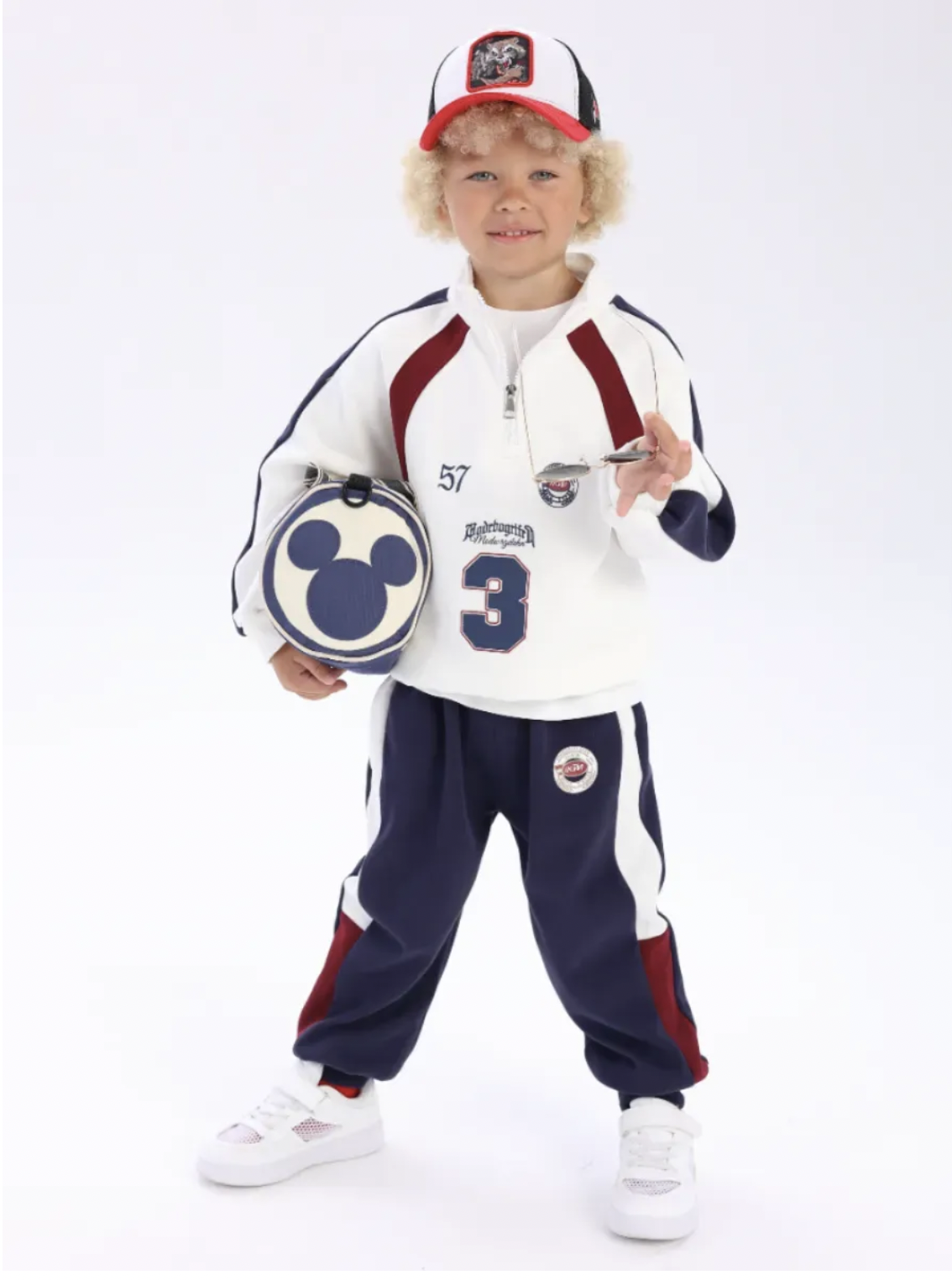 Костюм Everforkids двойка бело-синебордовый с цифрой 3 - фото 3