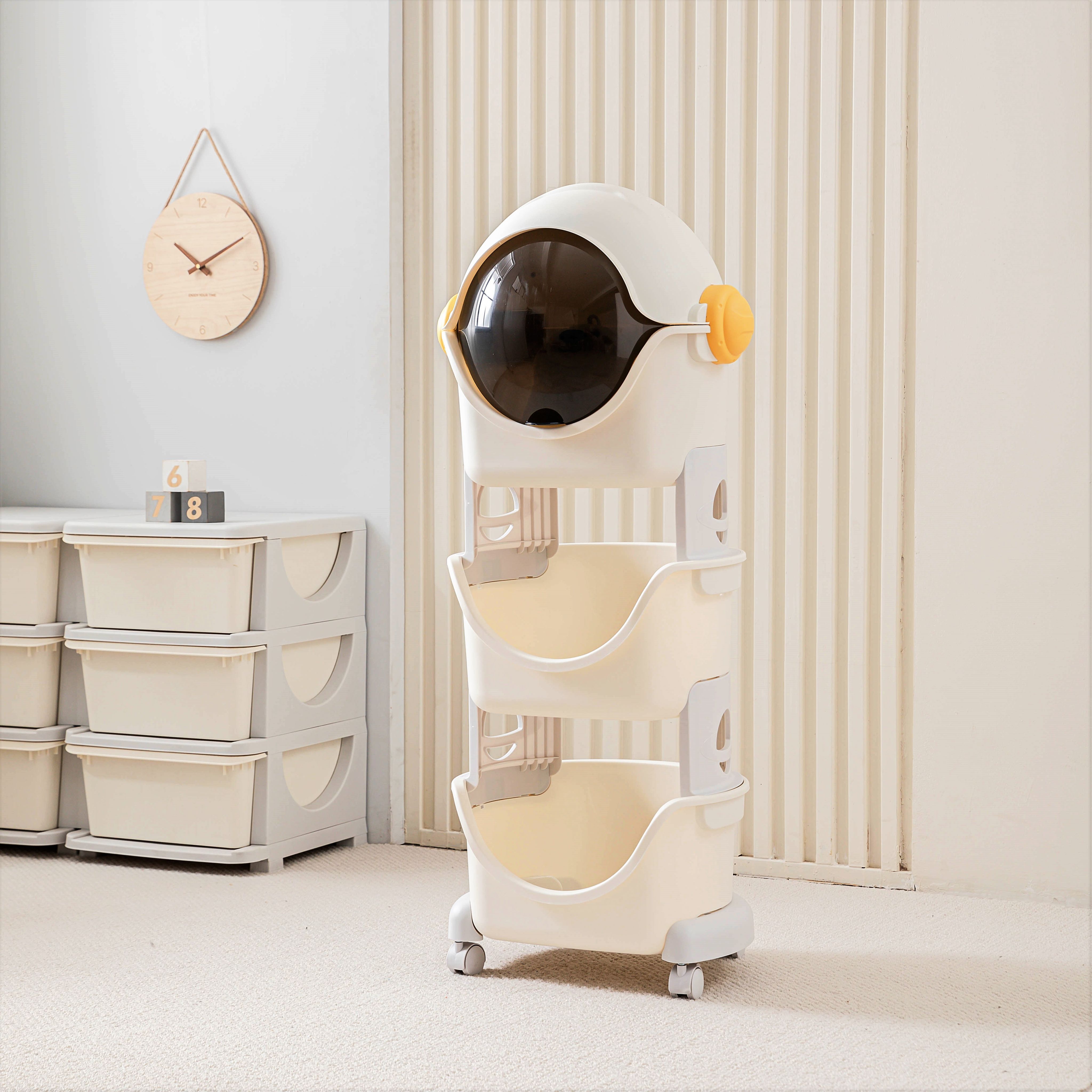 Стеллаж UNIX Kids Cosmo 3 levels Grey на колесиках - фото 9