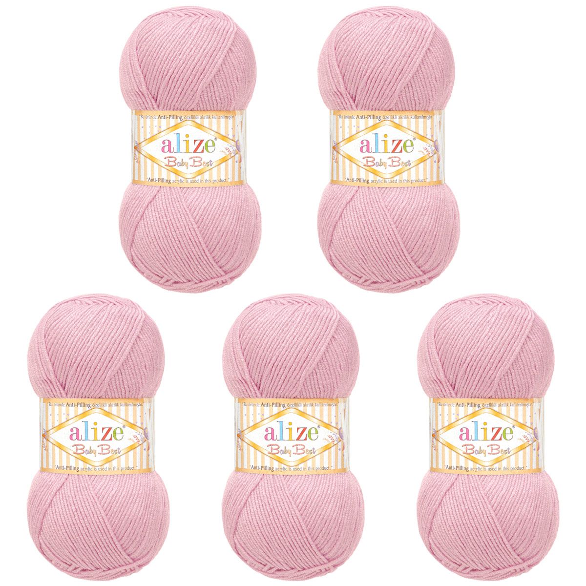 Пряжа для вязания Alize baby best бамбук акрил с эффектом антипиллинг 100 г 240 м 27 лиловый 5 мотков - фото 6