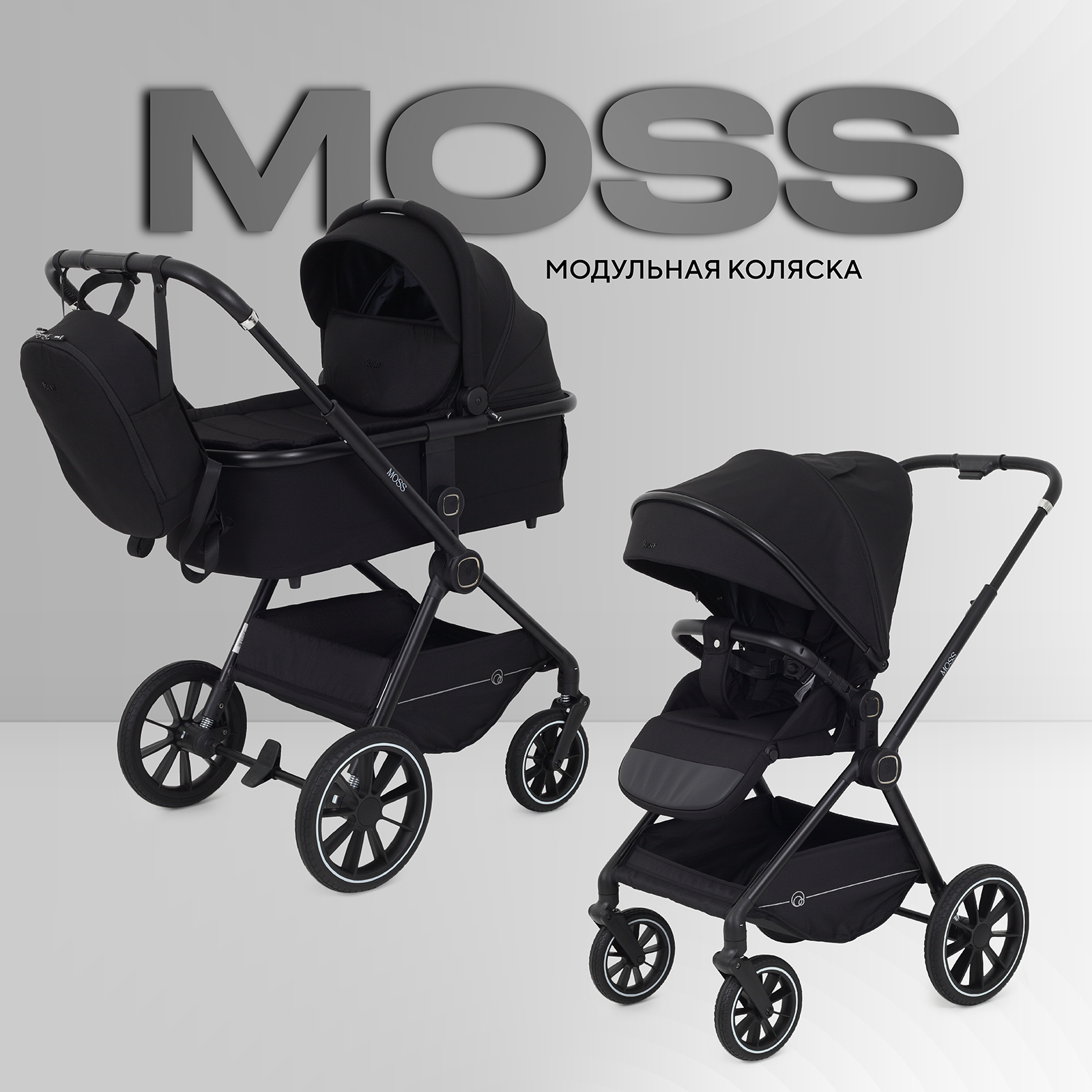 Коляска 2в1 Rant Moss 2 в 1 черный - фото 1