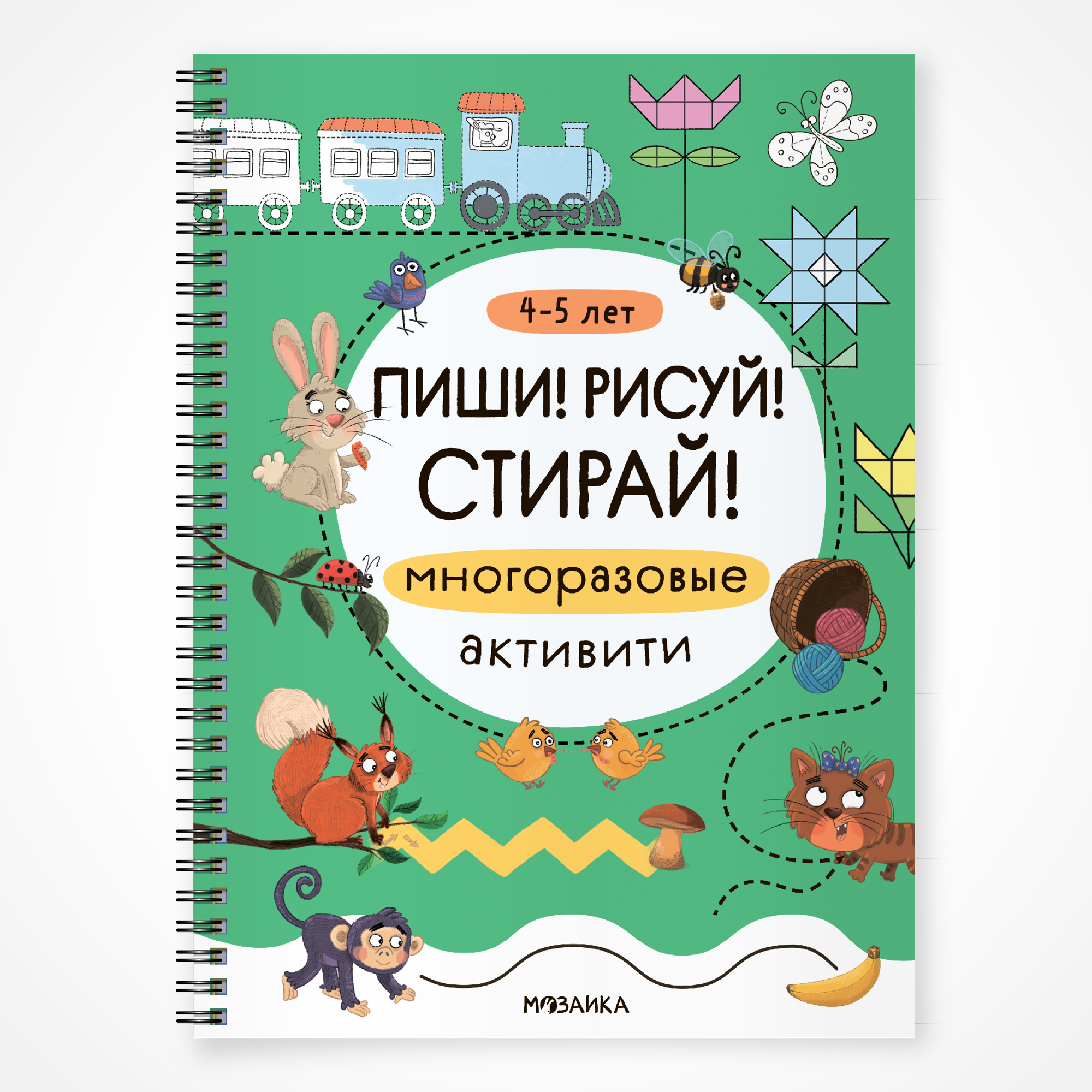 Книга МОЗАИКА kids Пиши Рисуй Стирай Многоразовые активити 4-5 лет - фото 1