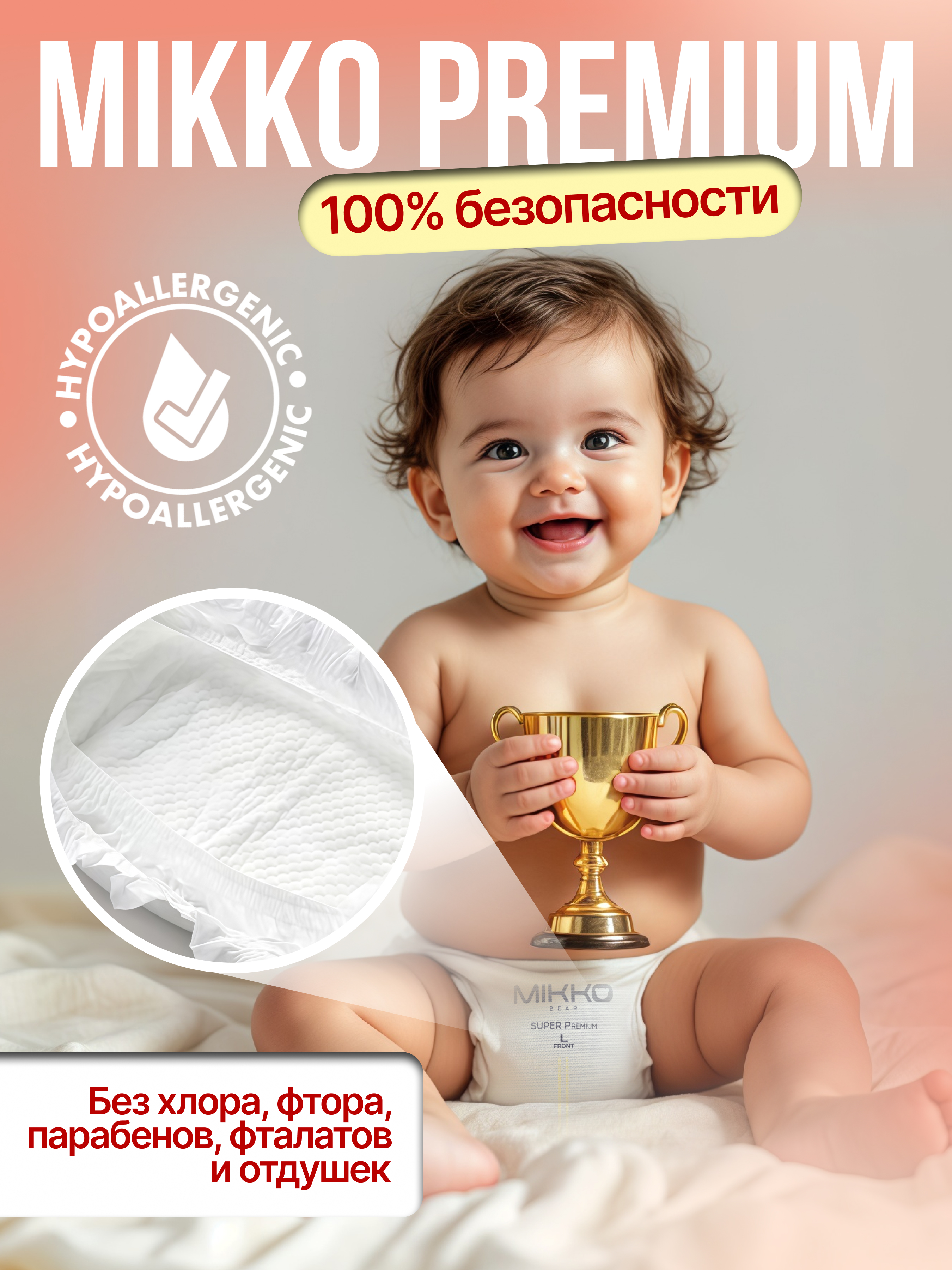 Подгузники Mikko Bear Premium L (9-14 кг) 56 шт. - фото 10