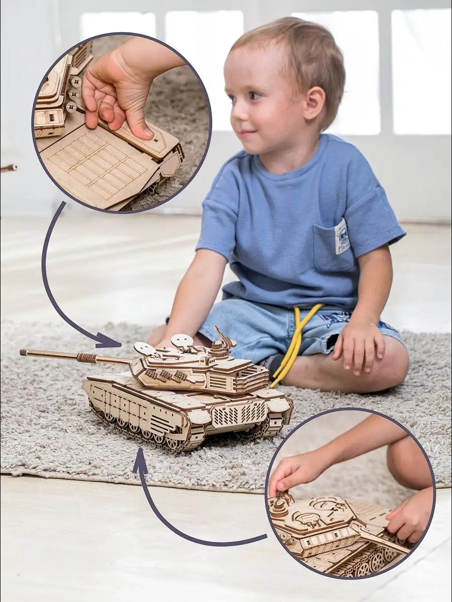 Конструктор ViromToys Танк деревянный - фото 4