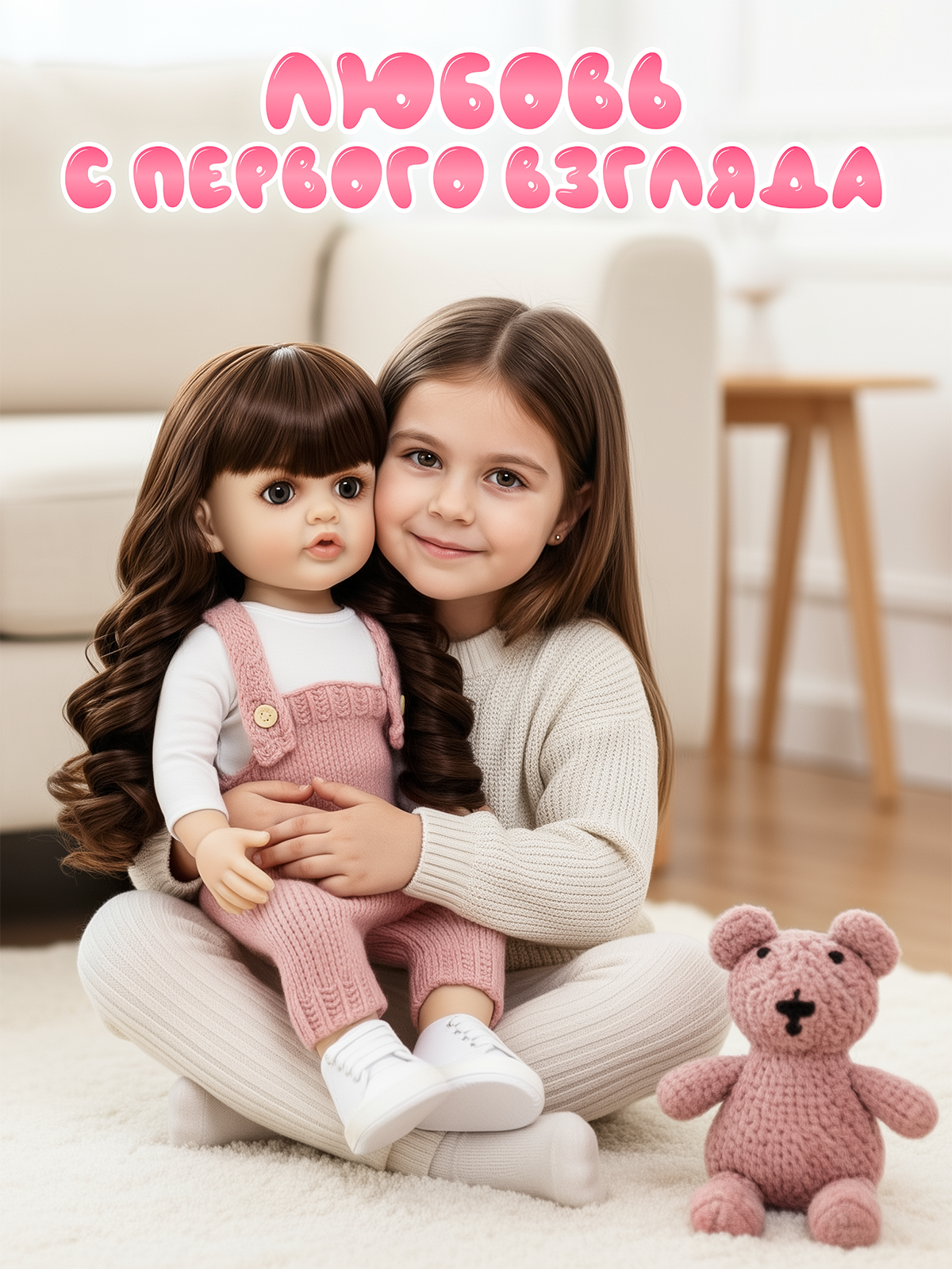 Кукла классическая RebornChild высота 55 см брюнетка/локоны - фото 6
