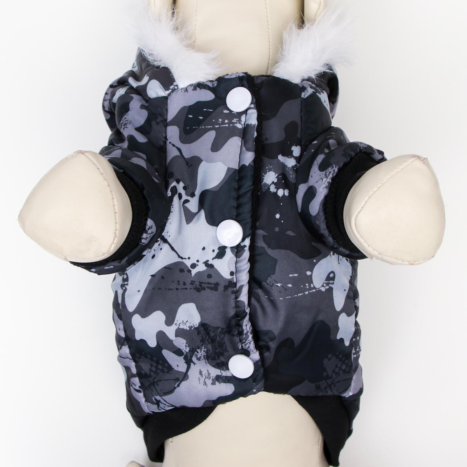 Куртка для собак Sima-Land с капюшоном и мехом размер L камуфляжная - фото 8