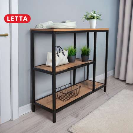 Стеллаж тумба этажерка LETTA Этажерка Trust Дуб Вотан Черный металл 900х780х300