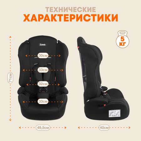 Автокресло ZLATEK Basic 1/2/3 (9-36 кг) черный