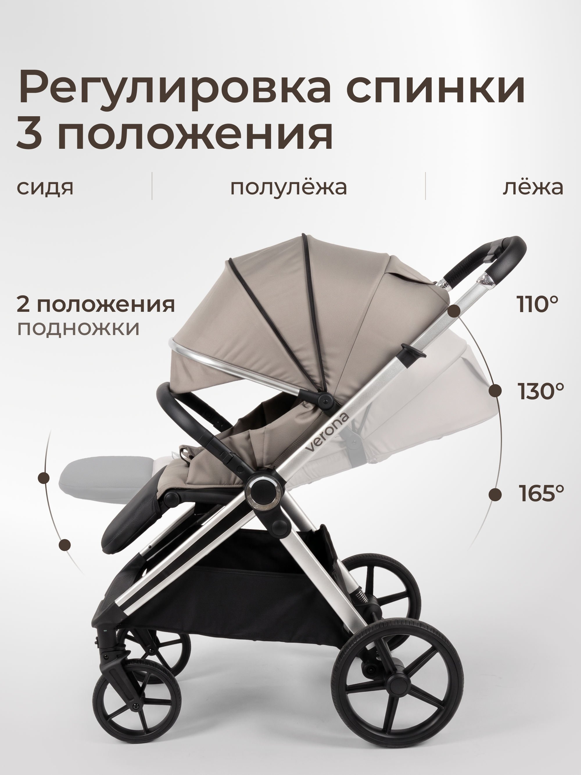 Коляска прогулочная UNIX Kids бежевый - фото 3