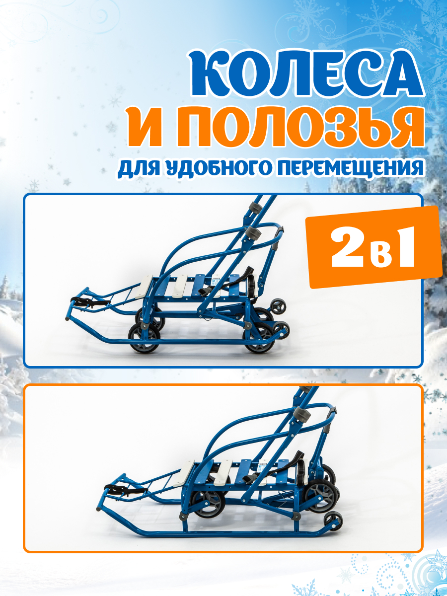 Санки-коляска Ника Голубые - фото 3