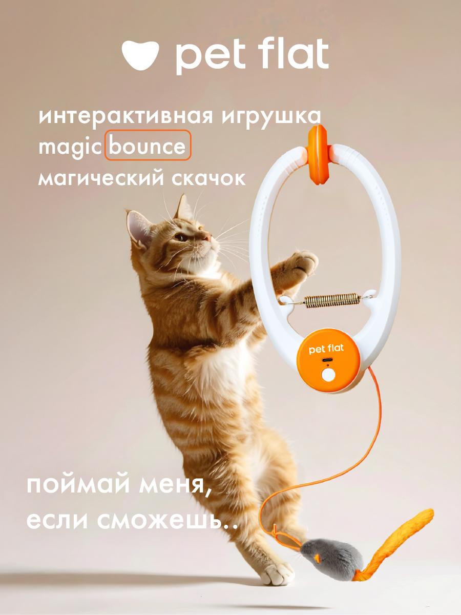 Интерактивная игрушка Pet Flat Умная дразнилка для кошек с мышкой - фото 1