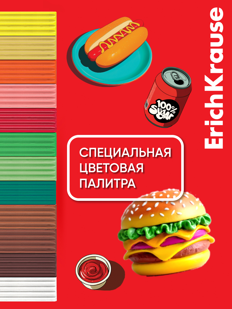 Пластилин ErichKrause Культ еды 12 цв. - фото 7