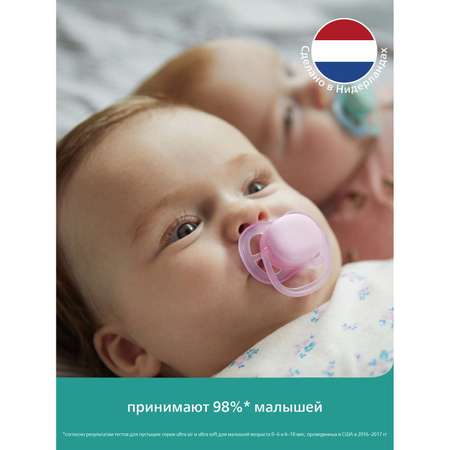 Пустышка Philips Avent ортодонтическая от 0 мес. 2 шт.