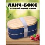 Ланч-бокс контейнер для еды iLikeGift Wood blue