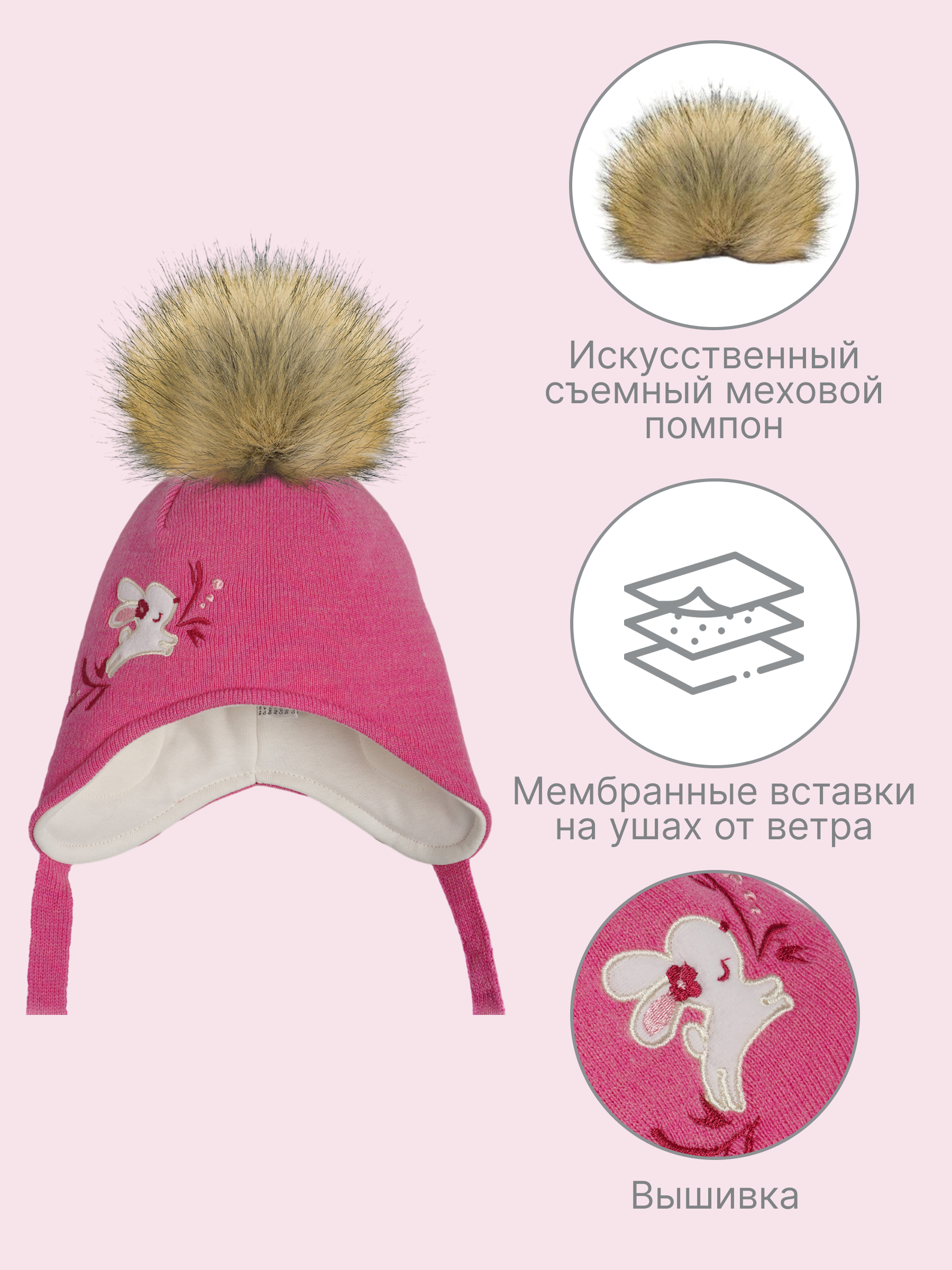 Шапка GUSTI GW24AC1198G-PINK - фото 3