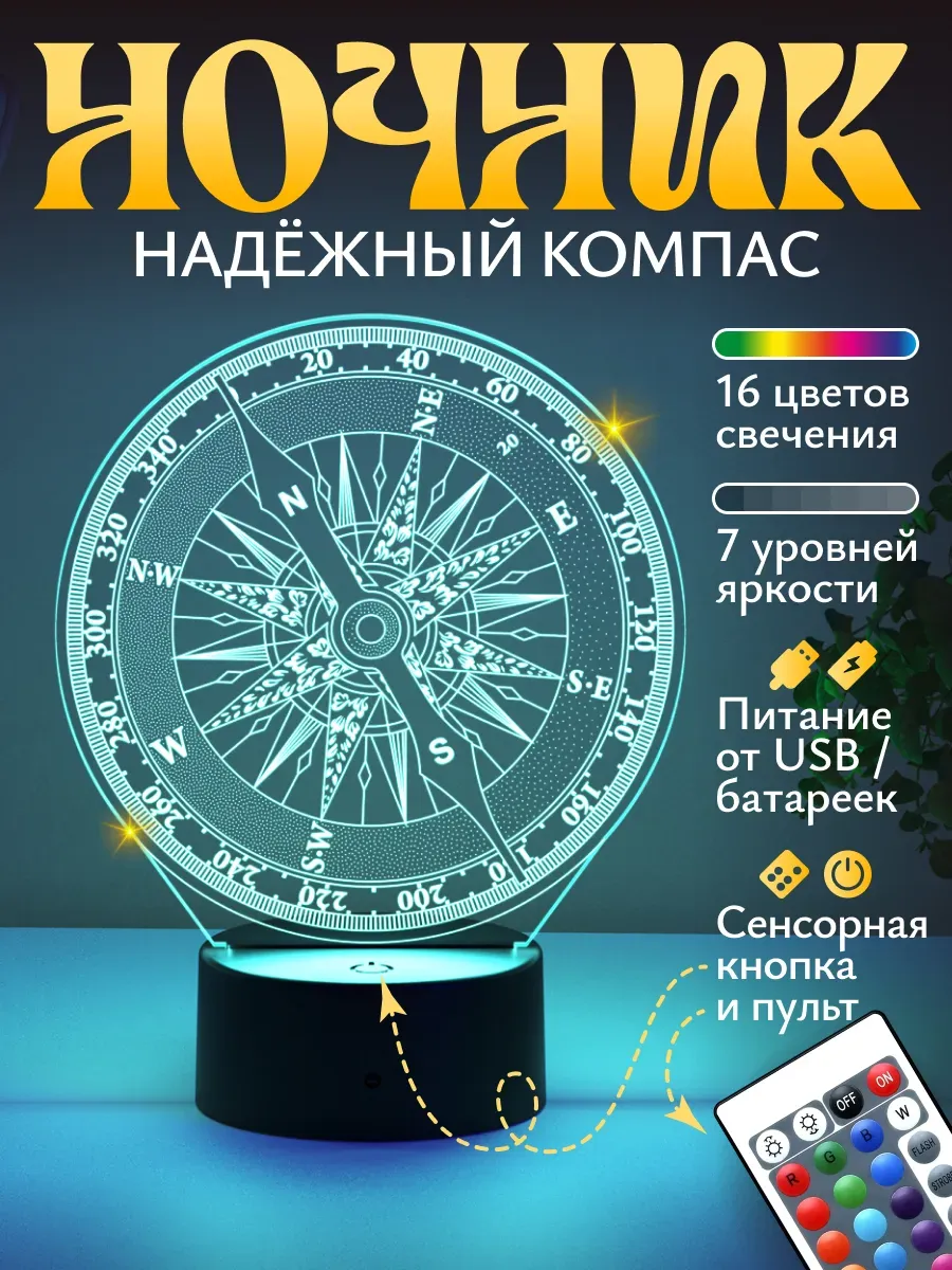 Ночник Светофей Компас мужчине - фото 1