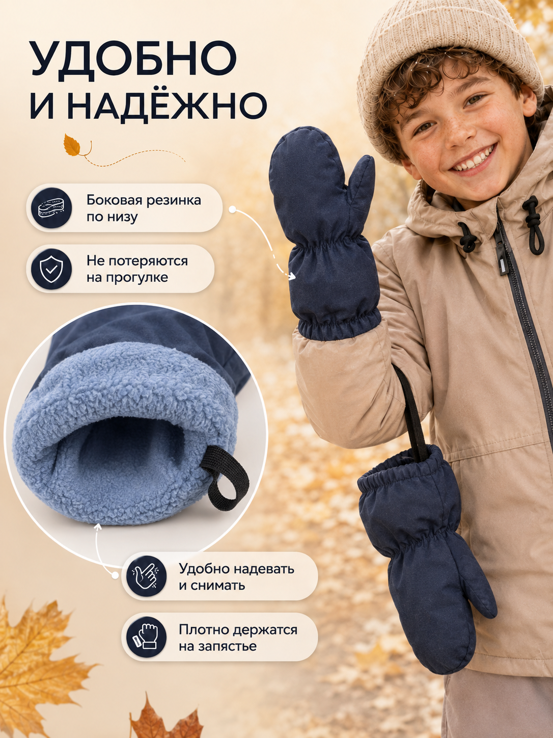 Варежки Ramelka 1053_ВРЖ_ММБР_D_3_синий - фото 9