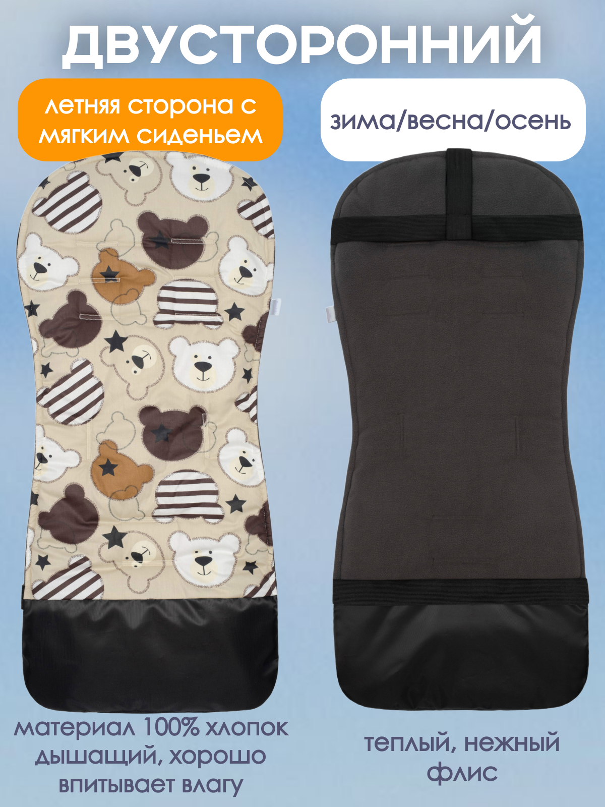 Двухсторонний матрасик для коляски 2050/004 - фото 2