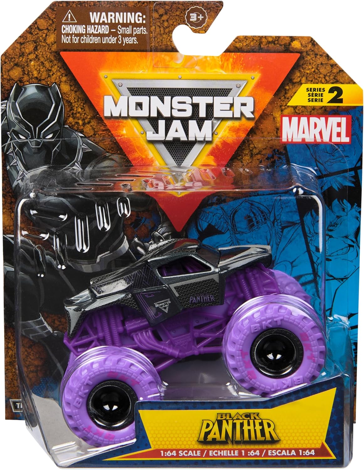 Монстр-трак Monster Jam Marvel Black Panther 1:64 6069960 - фото 6