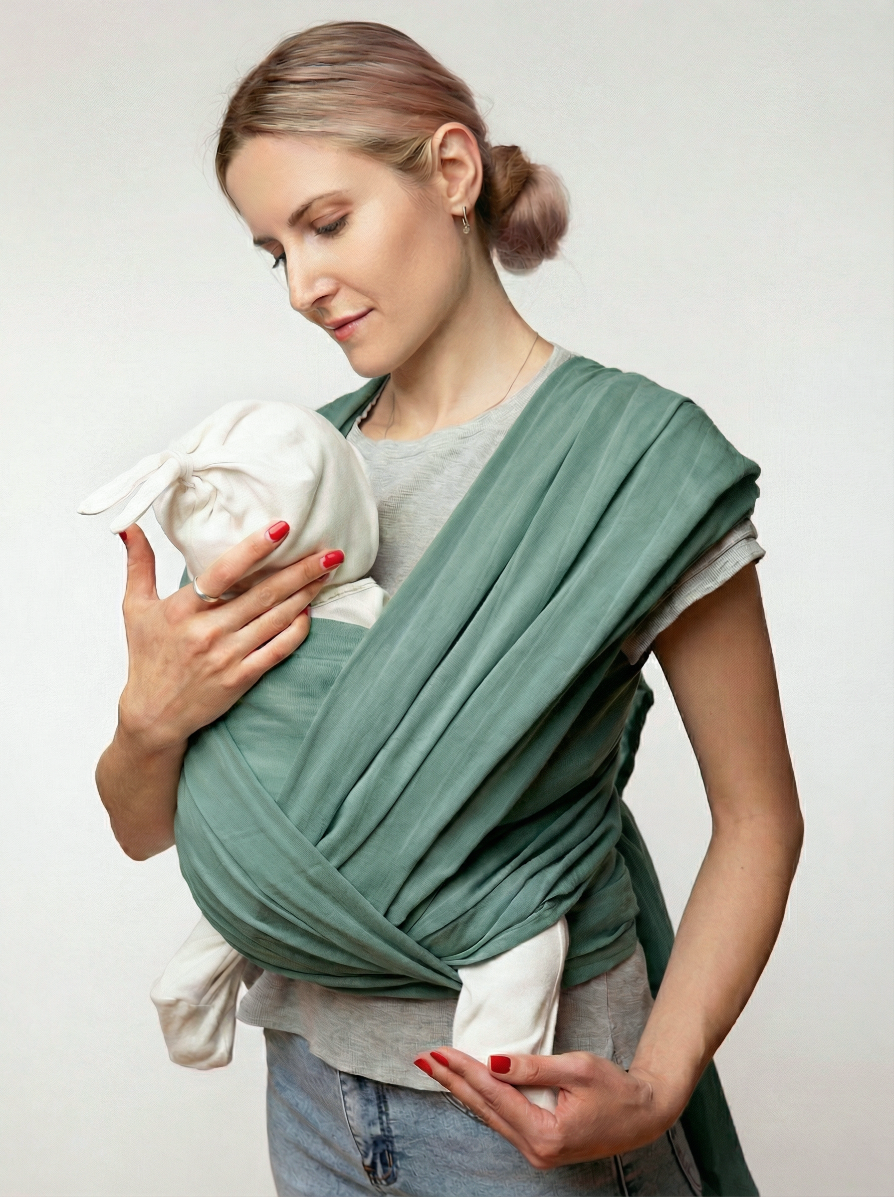 Слинг-шарф inlovery хлопок пыльная мята - фото 8