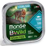 Корм для кошек MONGE BWild Grain free стерилизованных из тунца с овощами консервированный 100г