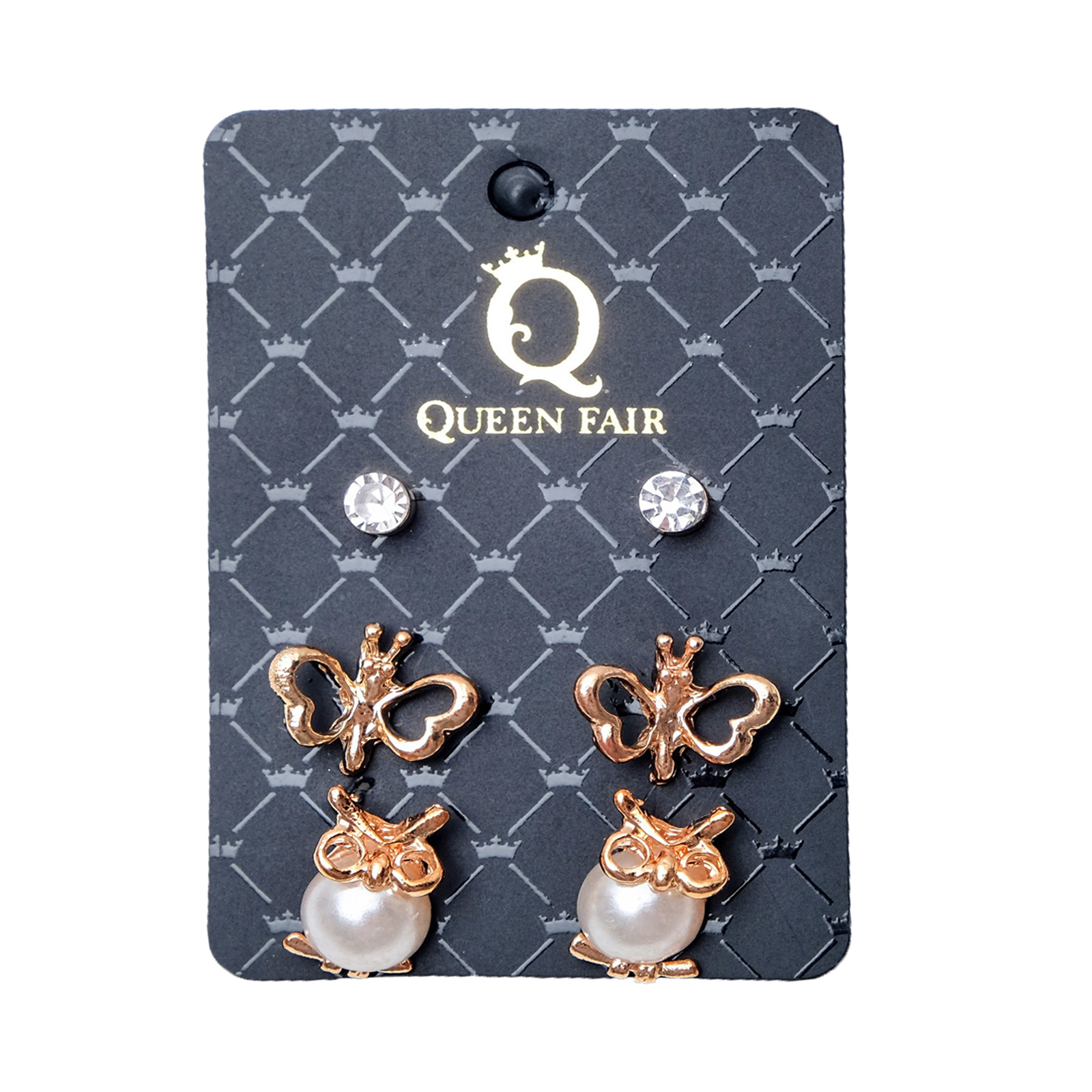 Пусеты 3 пары Queen fair 3740446 - фото 1