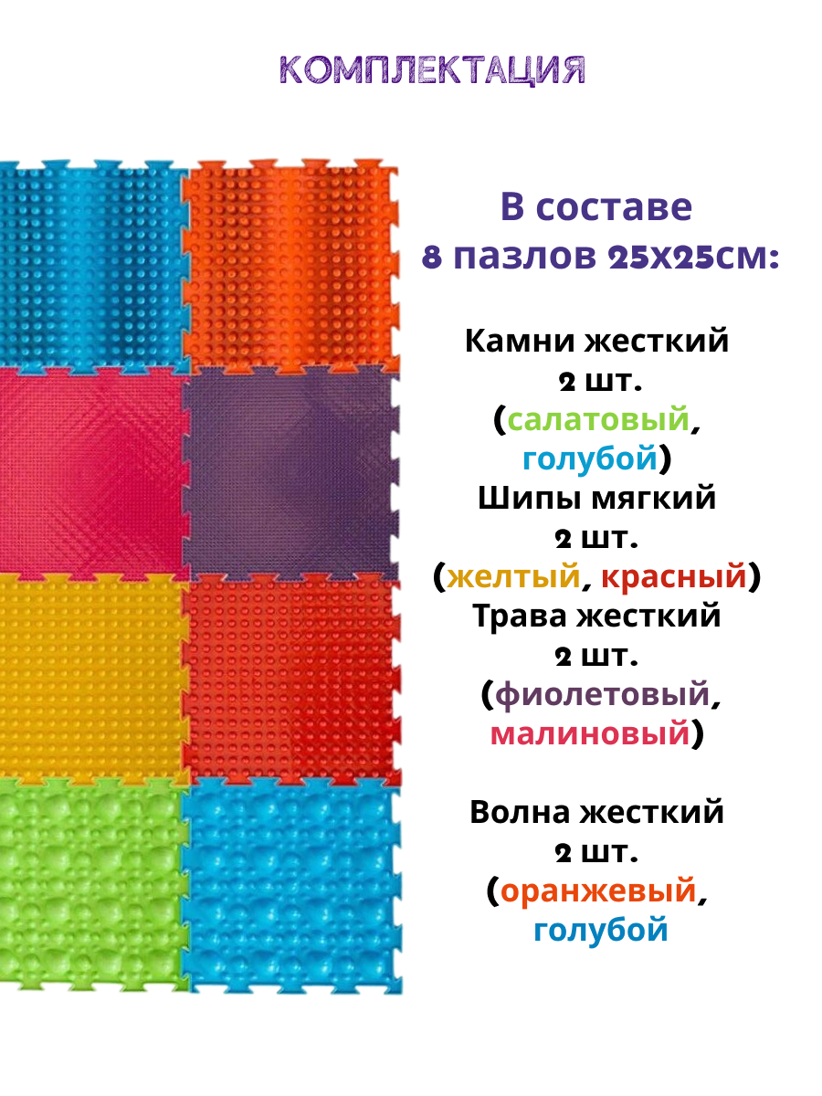 Массажный детский коврик пазл Ортодон развивающий игровой Набор №3 Профи - фото 2