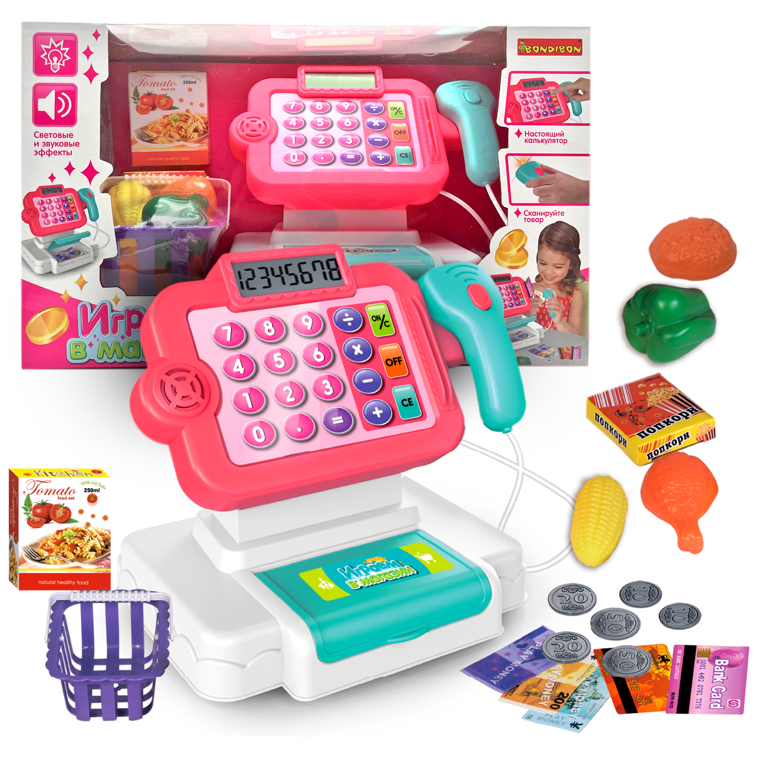 Игровой набор Bondibon касса, продукты - фото 1