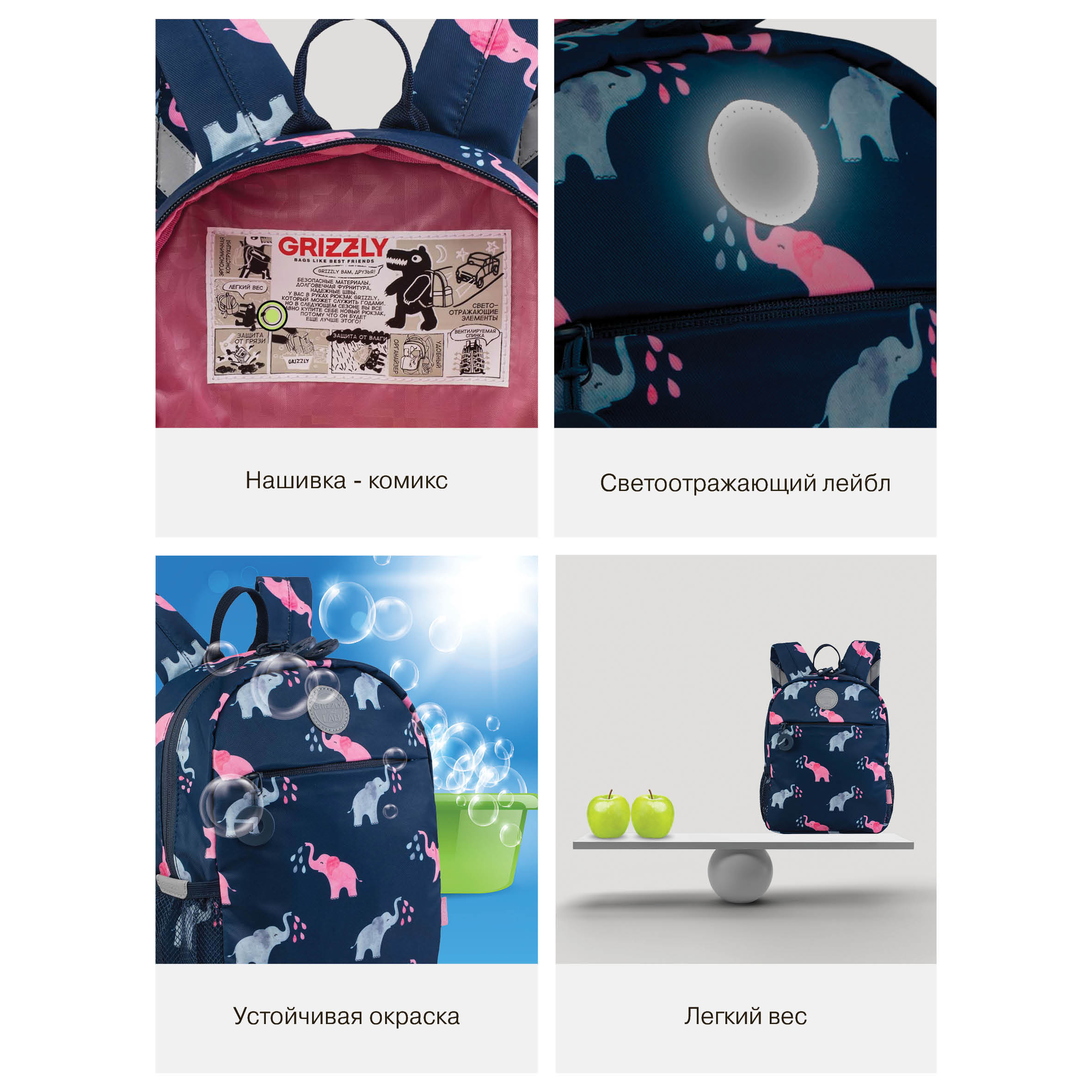 Рюкзак дошкольный Grizzly Слоники - фото 14
