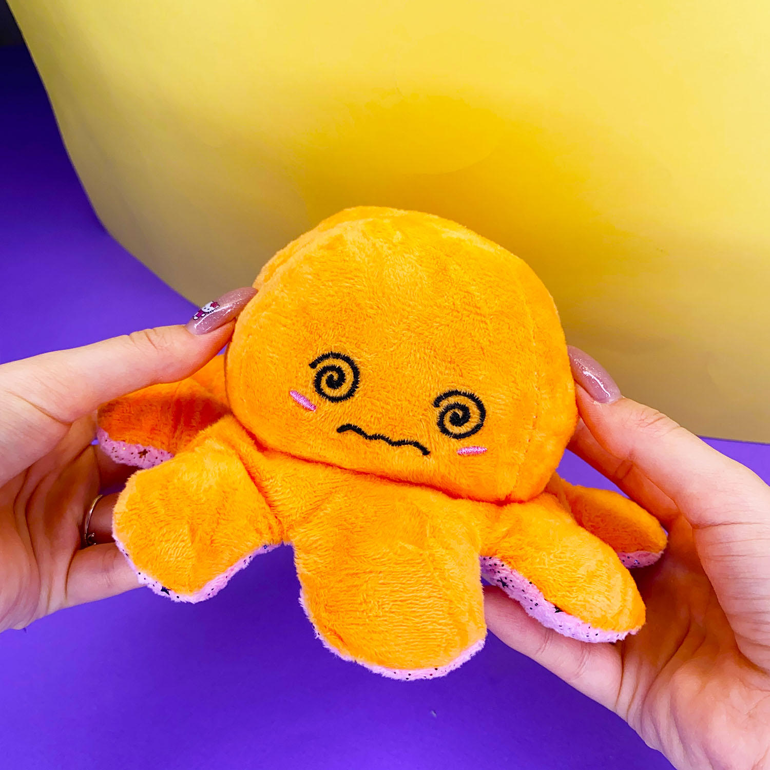 Мягкая игрушка MINI-TOYS вывернушка Осьминог двусторонний. Оранжевый-розовый - фото 3